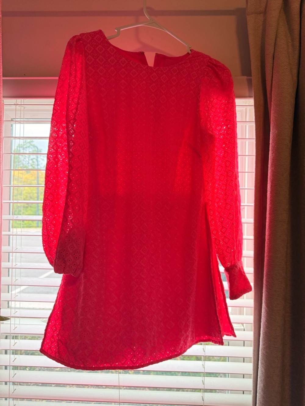Lilly Pulitzer Hot Pink Eyelet Long-Sleeve Romper